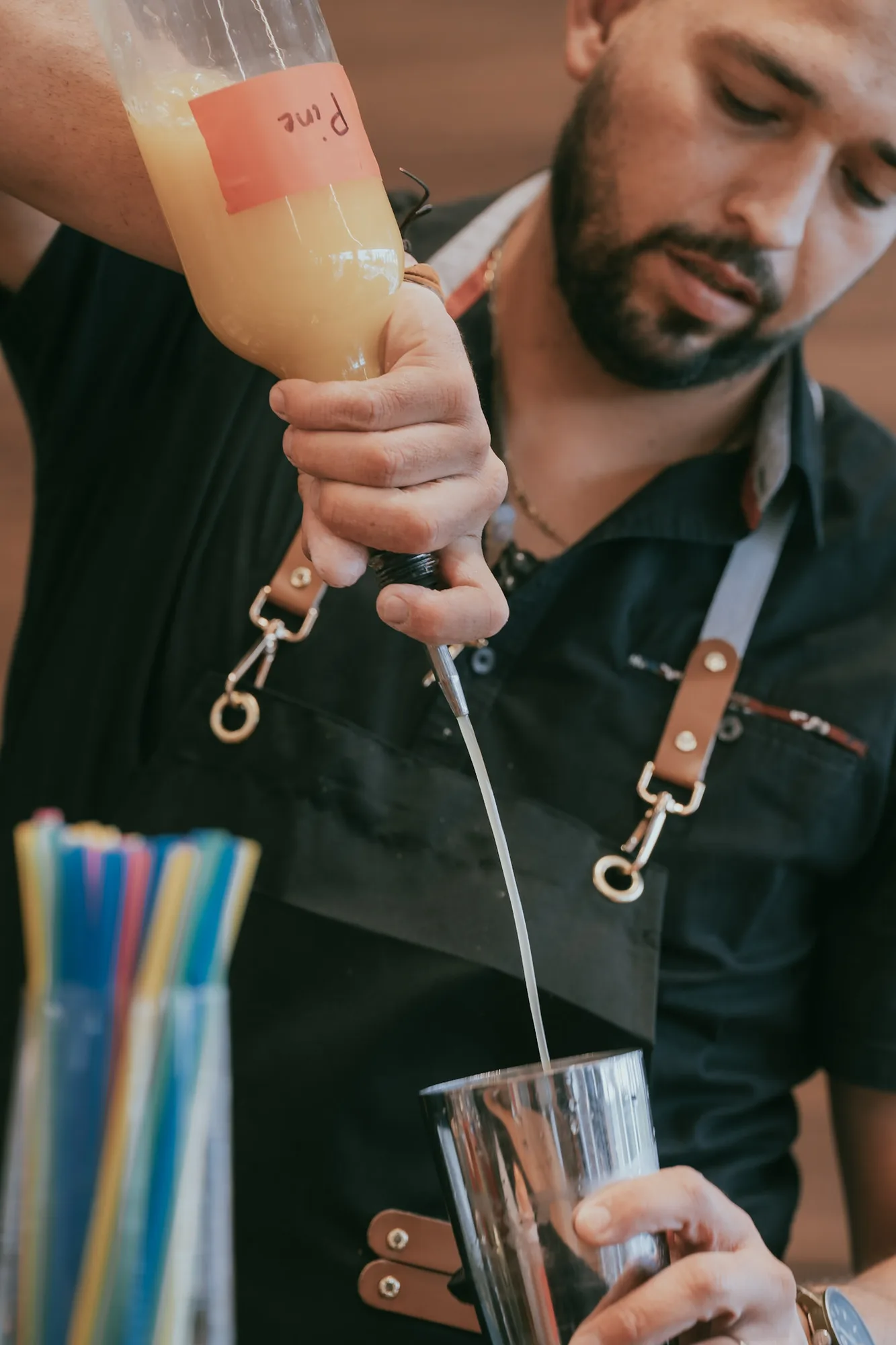 A close look at the team’s event-ready bar gear.